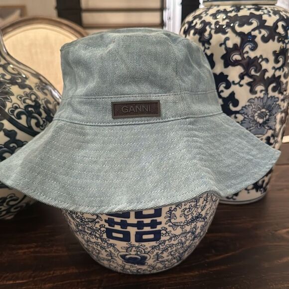 Ganni Blue Bucket Hat size Medium/Large main image 5